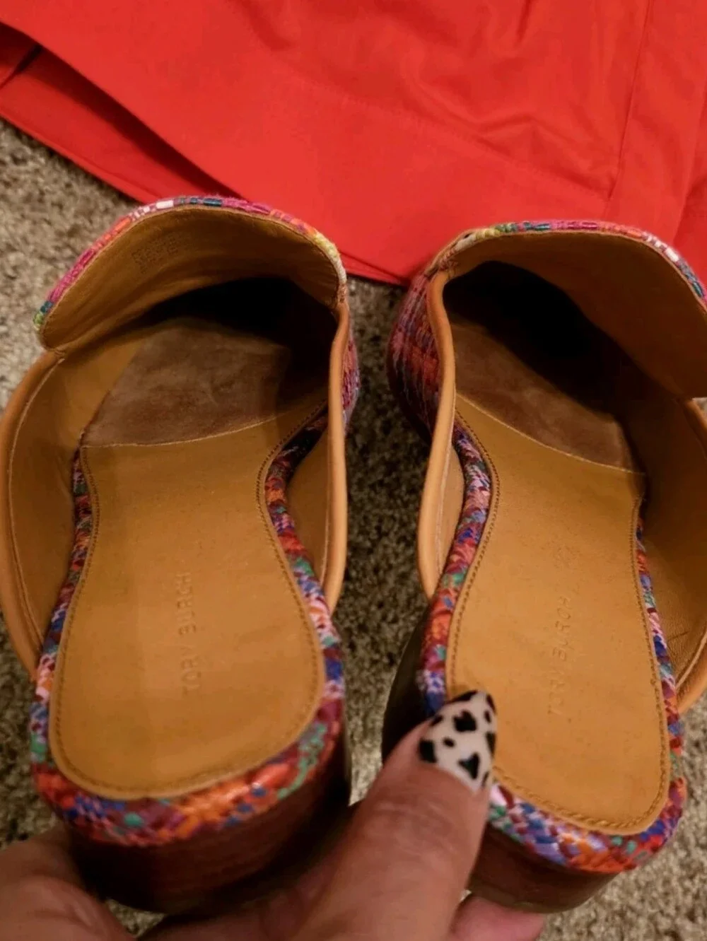 Tory Burch Leather Mini Benton Multi Plaid Loafer w/Gold Charm 10.5-Retail $299